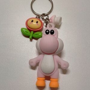 New- Pink Yoshi Keychain with Charms